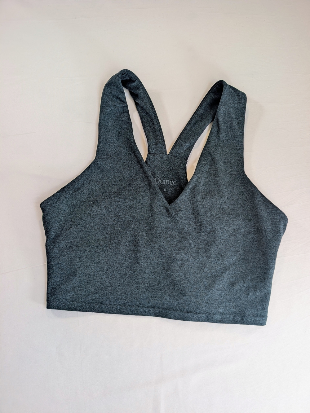 Quince Heathered Green V-Neck Sports Bralette